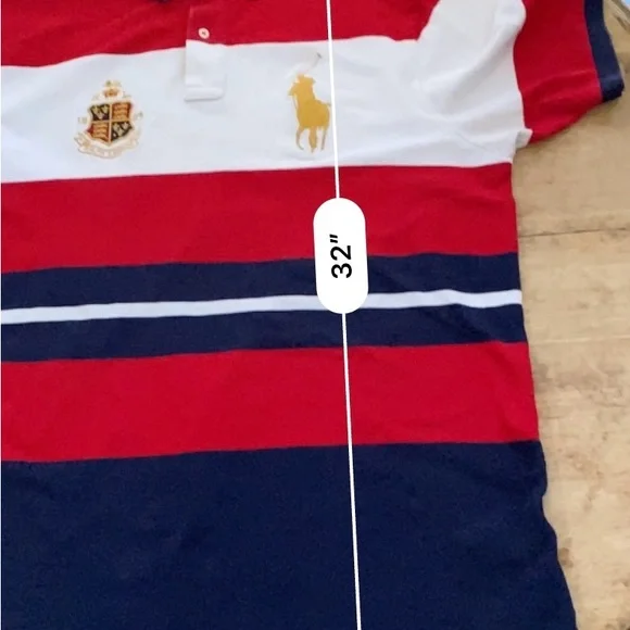 Polo Ralph Lauren Big&Tall Men’s Sz XLT Striped Mesh Crest/Big Pony Polo‎ Shirt